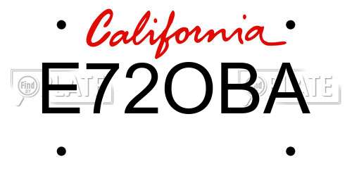E72OBA California License Plate