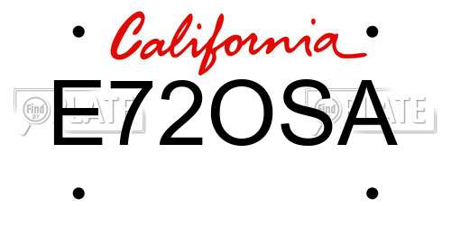 E72OSA California License Plate
