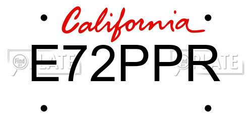 E72PPR California License Plate