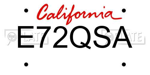 E72QSA California License Plate