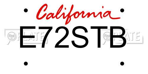 E72STB California License Plate
