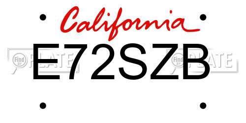 E72SZB California License Plate