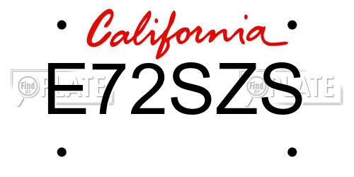 E72SZS California License Plate