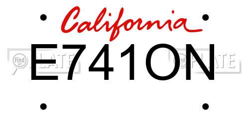 E741ON California License Plate