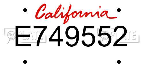 E749552 California License Plate