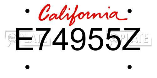 E74955Z California License Plate