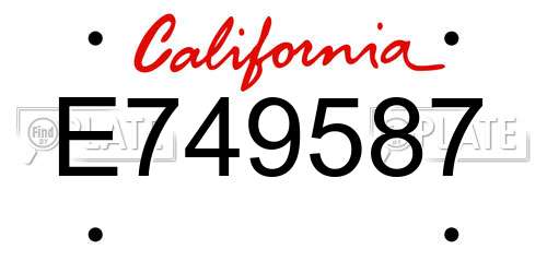 E749587 California License Plate