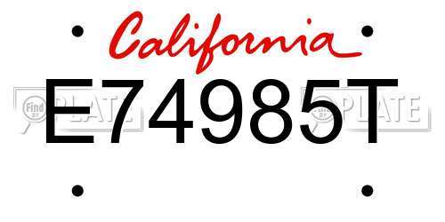 E74985T California License Plate