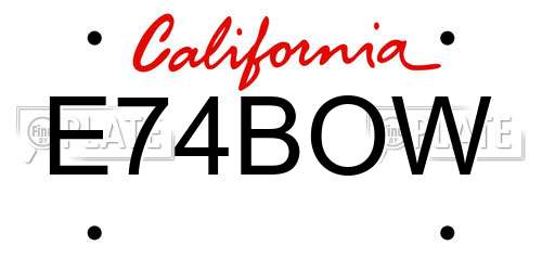 E74BOW California License Plate