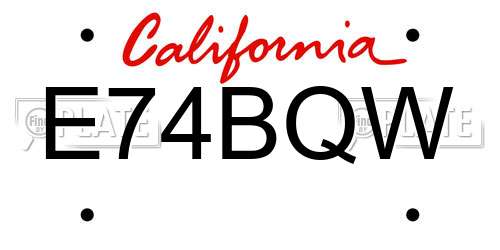 E74BQW California License Plate