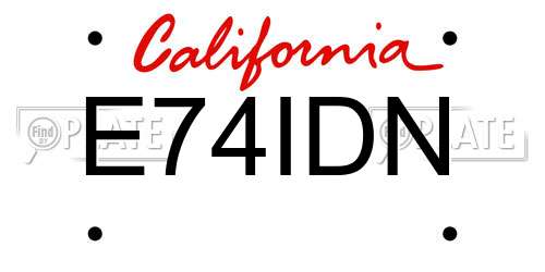 E74IDN California License Plate