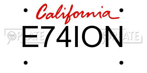 E74ION California License Plate