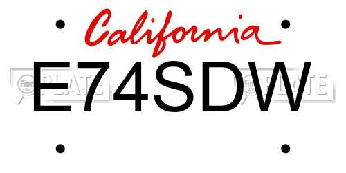 E74SDW California License Plate