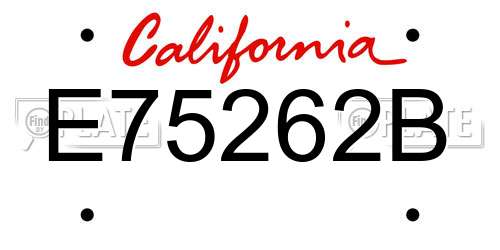 E75262B California License Plate