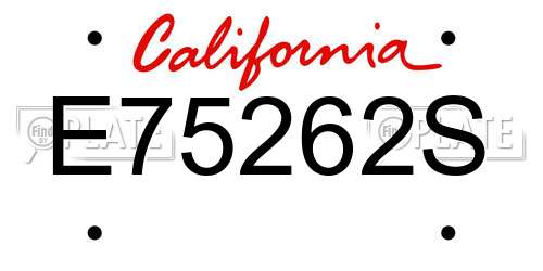 E75262S California License Plate