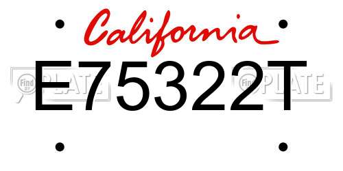 E75322T California License Plate