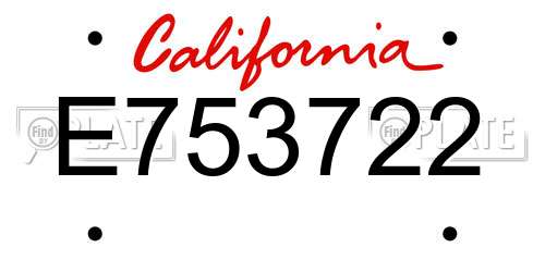 E753722 California License Plate