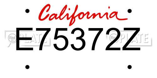 E75372Z California License Plate