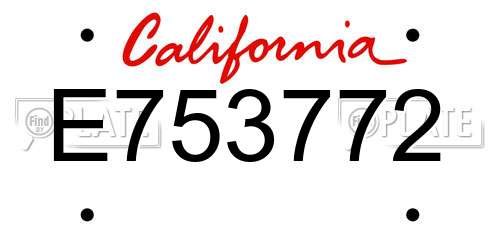 E753772 California License Plate