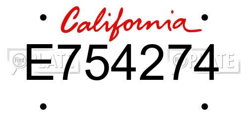 E754274 California License Plate