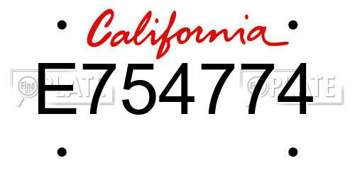 E754774 California License Plate