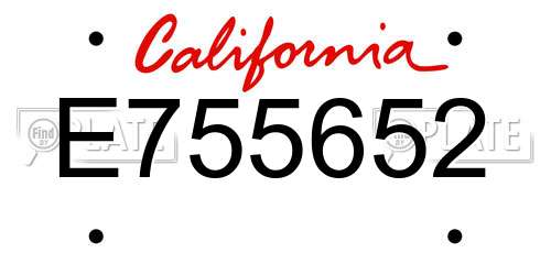 E755652 California License Plate