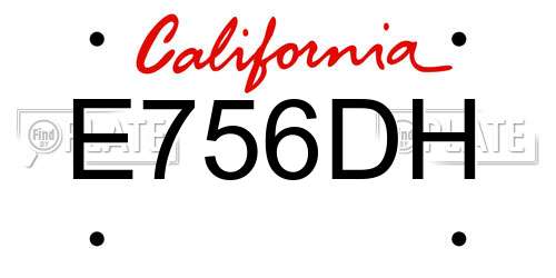 E756DH California License Plate