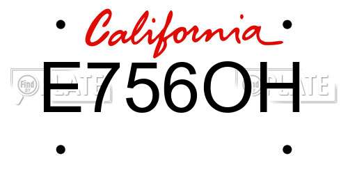 E756OH California License Plate