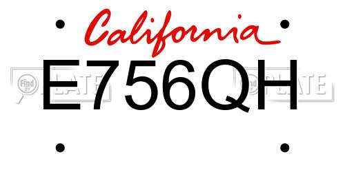 E756QH California License Plate