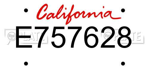 E757628 California License Plate