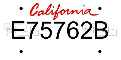 E75762B California License Plate