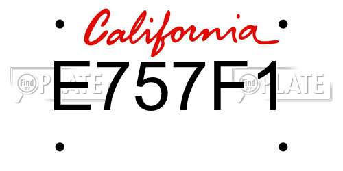 E757F1 California License Plate