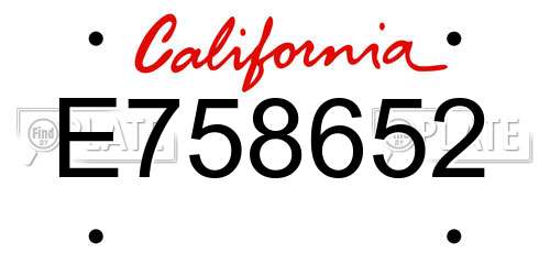 E758652 California License Plate