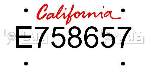 E758657 California License Plate