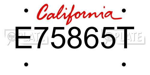 E75865T California License Plate