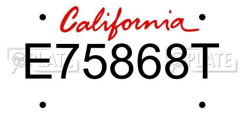 E75868T California License Plate