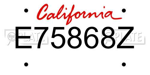 E75868Z California License Plate