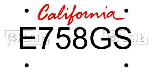 E758GS California License Plate
