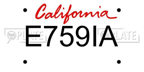 E759IA California License Plate