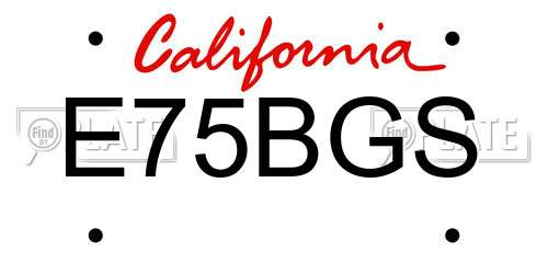 E75BGS California License Plate