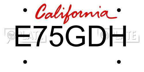 E75GDH California License Plate