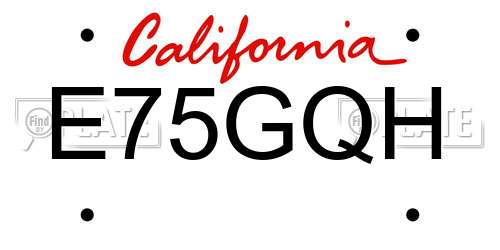 E75GQH California License Plate