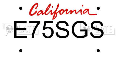 E75SGS California License Plate