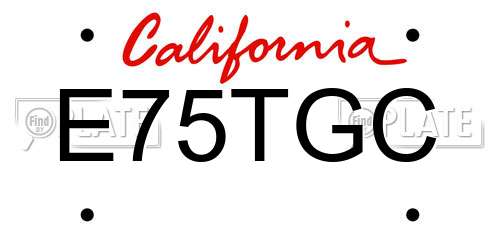 E75TGC California License Plate