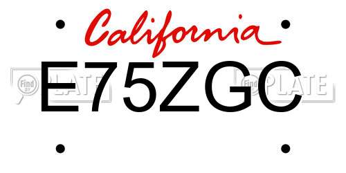 E75ZGC California License Plate