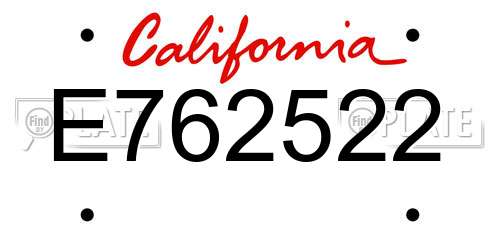 E762522 California License Plate