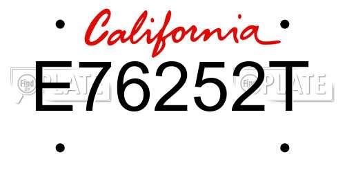 E76252T California License Plate