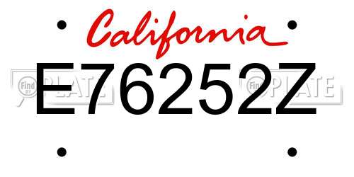 E76252Z California License Plate