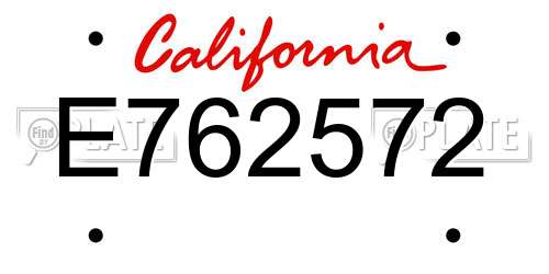 E762572 California License Plate