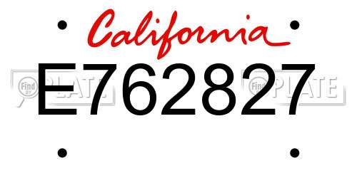 E762827 California License Plate